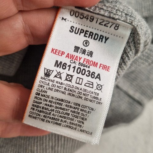 SUPERDRY Mens Jumper Sweater Size L-XL Grey Cotton Waffle-Knit Ex Condition - Bild 5 von 7