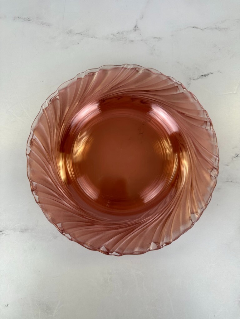 Vintage Vereco France Duralex Rivage Pink Swirl Pattern Plates 9'' Set of 8