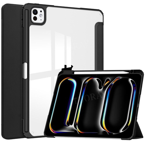 Smart Case For 2024 iPad Air 11" 13" / Pro 11" 13" Cover Clear W/Pencil Holder - Picture 22 of 67