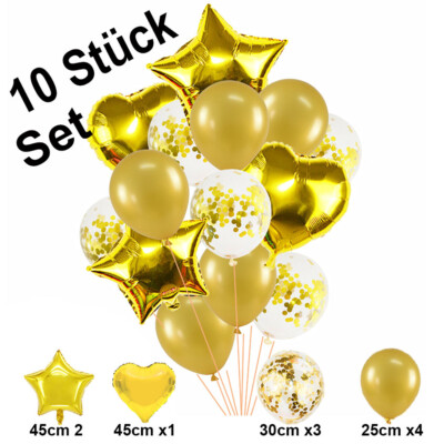 Luftballon Set Happy Birthday Geburtstag Party Geschenk Feier Gold Silber Herz