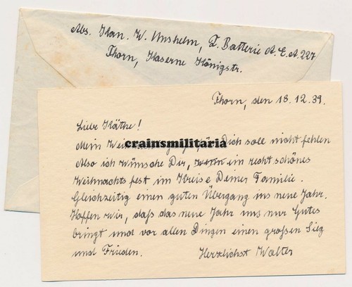 Orig. Feldpost Brief Art.Ers.Abt.227 in Kaserne THORN Torun Polen 1939 - Bild 2 von 2