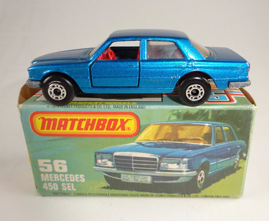 Matchbox Superfast No. 56C Mercedes 450 SEL metallic blue rare RED