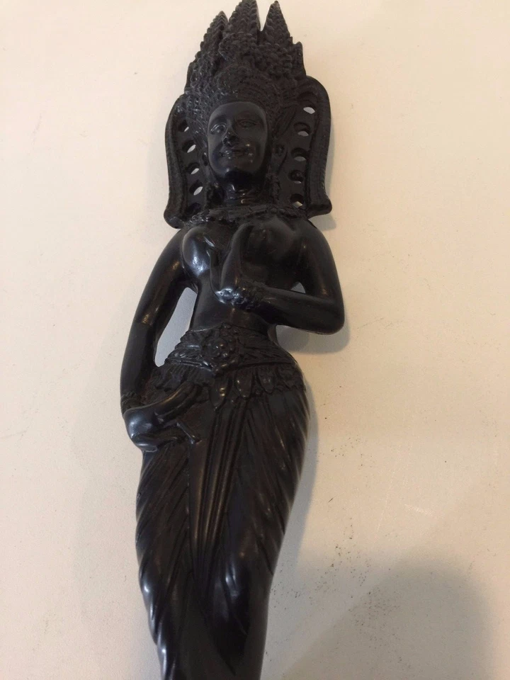 Estatuilla de diosa hindú tallada a mano vintage de madera de rosa, 11 1/4" de alto Foto 3 de 4