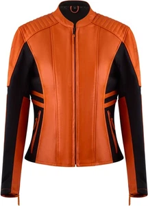 MotoGirl Amelia Leather Jacket - Orange