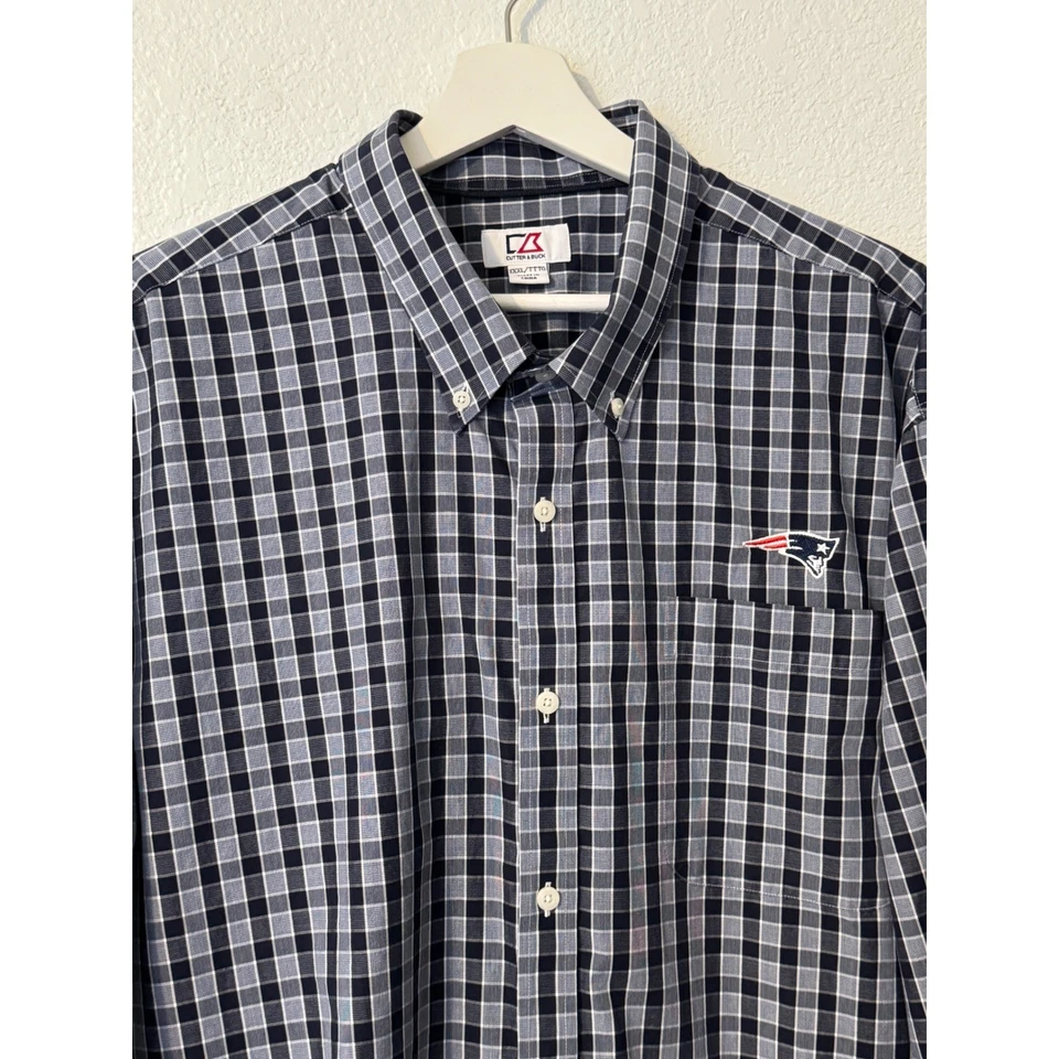 Cutter & Buck NFL New England Patriots Mens Checkered Button Down Shirt XXXL - Image 2 of 4