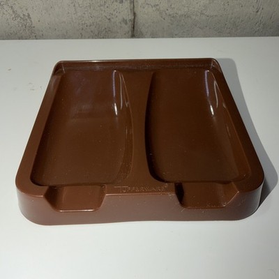 Vintage Tupperware Double Spoon Rest Brown Made In USA NOS
