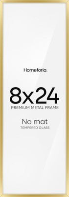 Panoramic Frame 8x24 Tempered Glass Gold Metal Set of 3 Picture Homeforia High