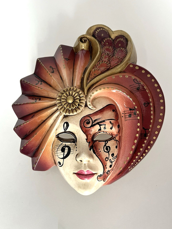 Vintage Italian Venetian Ceramic Wall Mask Plaque Lavorato A Mano Venezia Italy