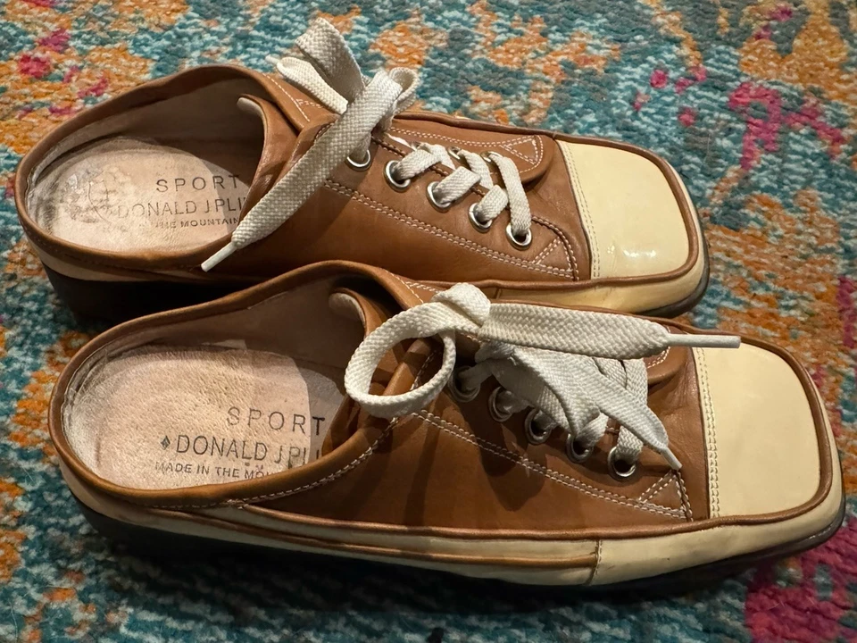 Donald J Pliner Sport Brown Leather Square Toe Fashion Sneakers Mens  8M - Image 2 of 4