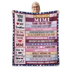 Mimi Gifts Blanket 60x50 Inch Grandma Birthday Mothers Day Soft Fleece Flannel