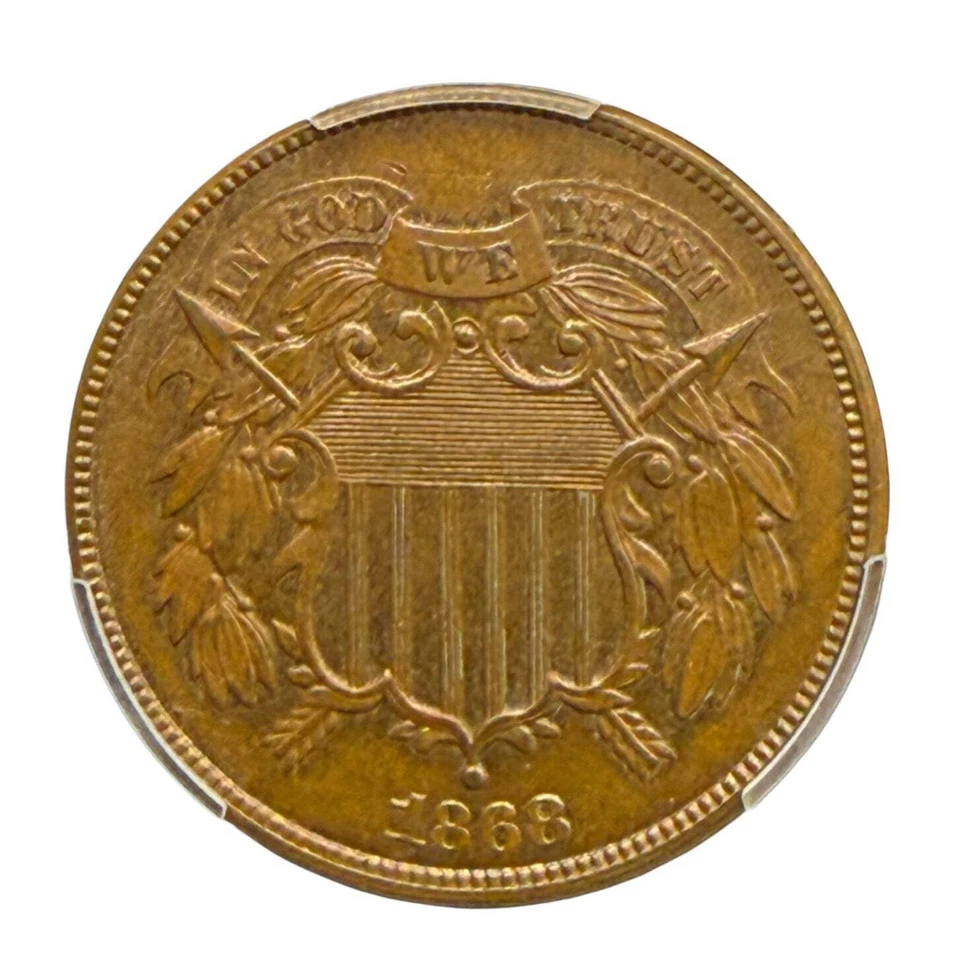 1868 Two Cent Piece PCGS MS63BN - Image 2 of 3