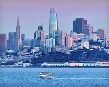 Alex Nizovsky – San Francisco Evening Bay View – Landscape Painting Art 30"x24"