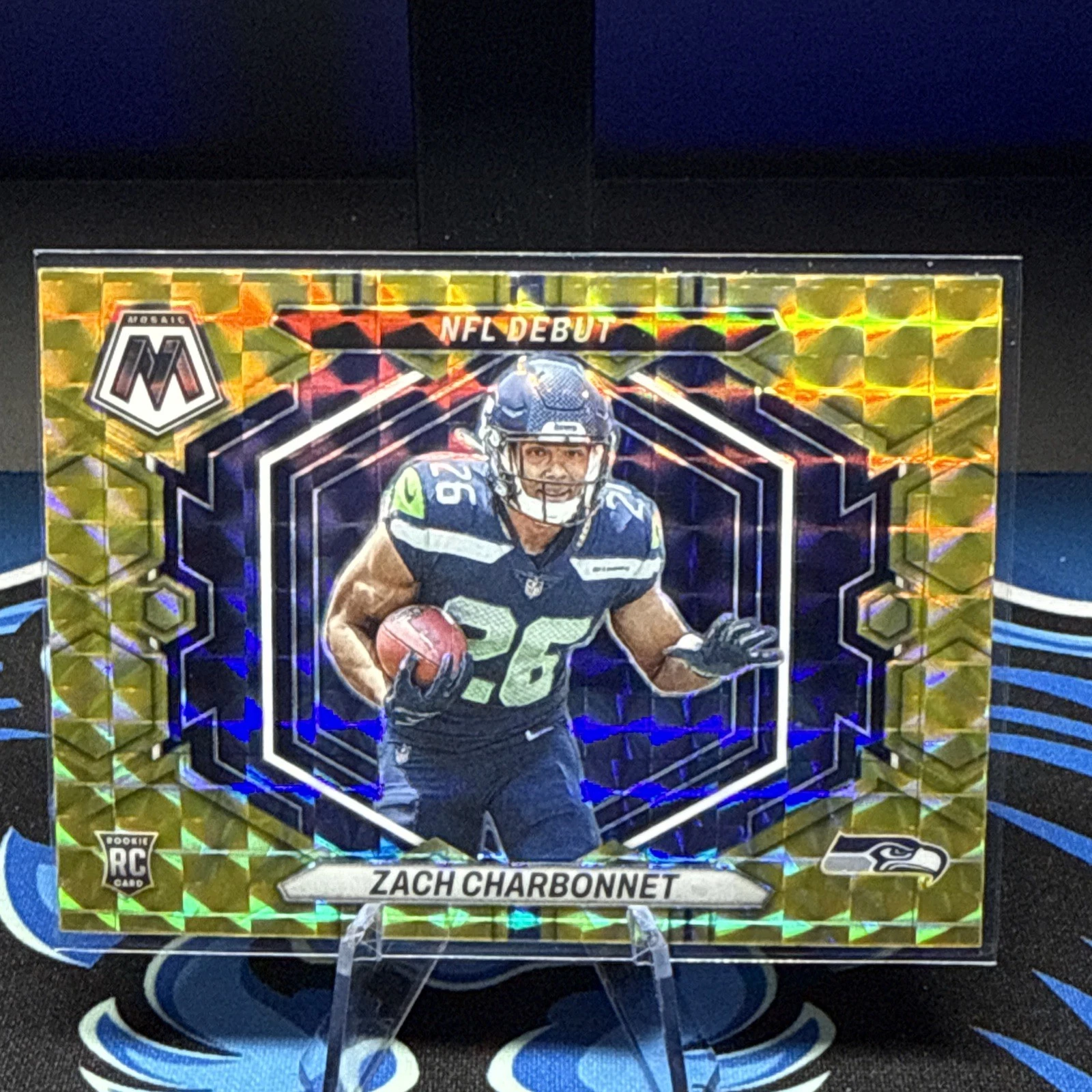 Zach Charbonnet ~ 2023 Panini Mosaic ~ Reactive Yellow Prizm Rookie #ND-11