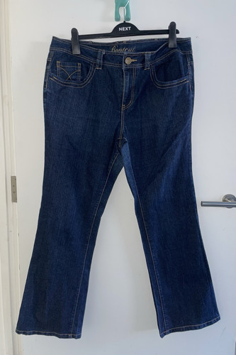 AUTHENTIC DENIM LADIES NAVY BLUE STRETCH BOOTCUT JEANS SIZE 16 18