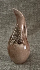 Small Bud Vase Decor Brown Glaze With Pinecone Ceramic Porcelain