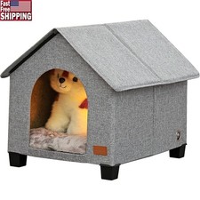 Durable Waterproof Indoor Dog House Removable Mats Elevated Design Insulated New