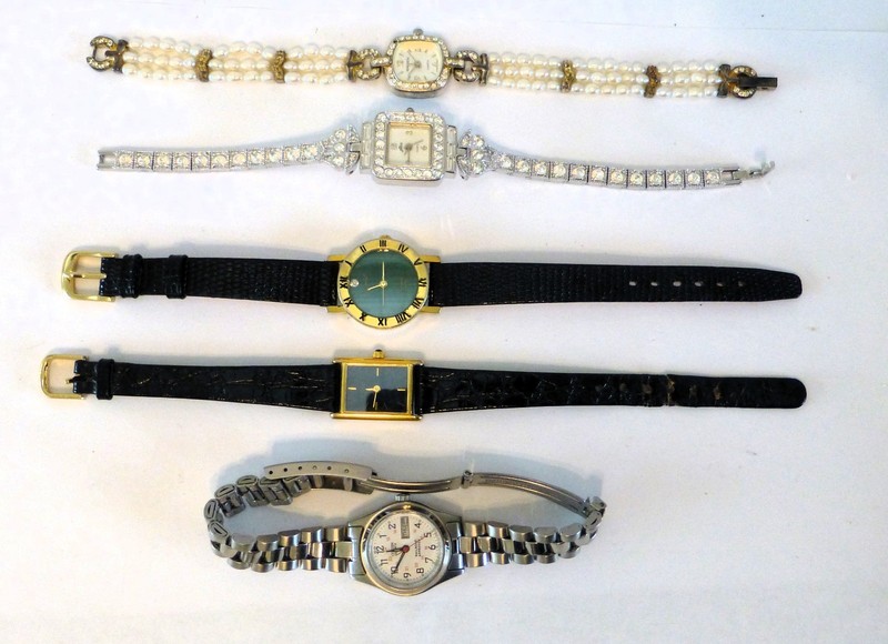 Lot of 5 Vintage Watches - need batteries - sold as is