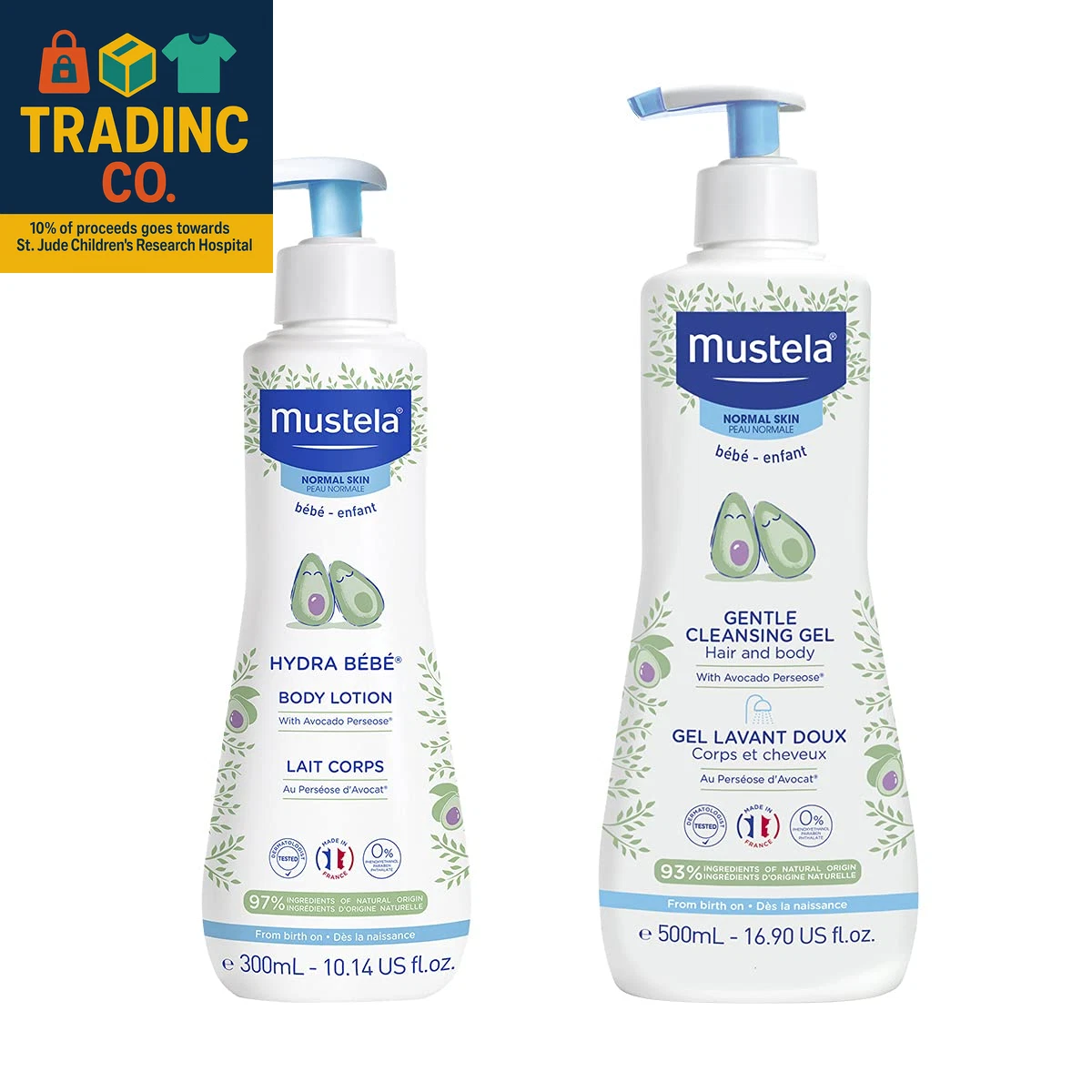 Baby Bath Time Gift Set - Baby Skin Care Essentials with Natural Avocado - Conta