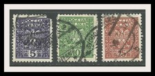 POLAND 1928 SET OF 3 Polish Coat of Arms  USED