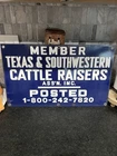 Vintage Texas & Southwestern Cattle Sign Porcelain Metal Cow Sign Posted 12x20