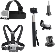 3 in 1 Universal Action Camera Accessories Kit - Head Strap Mount/Chest Harness/