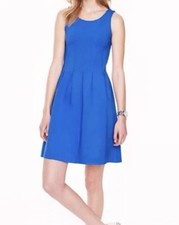 J.Crew Blue Wool Blend Ponte Pleated Seamed Fit Flare Dress Women’s Size 4
