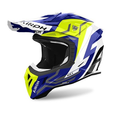 Airoh Aviator Ace 2 Ground Blue Yellow Motocross Off-Road Cross Helmet