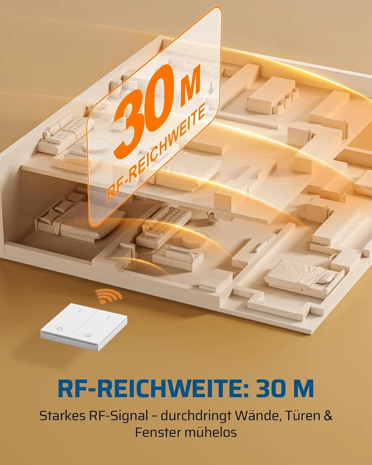 DEWENWILS Funksteckdosen Set 2 Steckdosen 1 Wandschalter 3680W kein WLAN - Bild 3 von 4