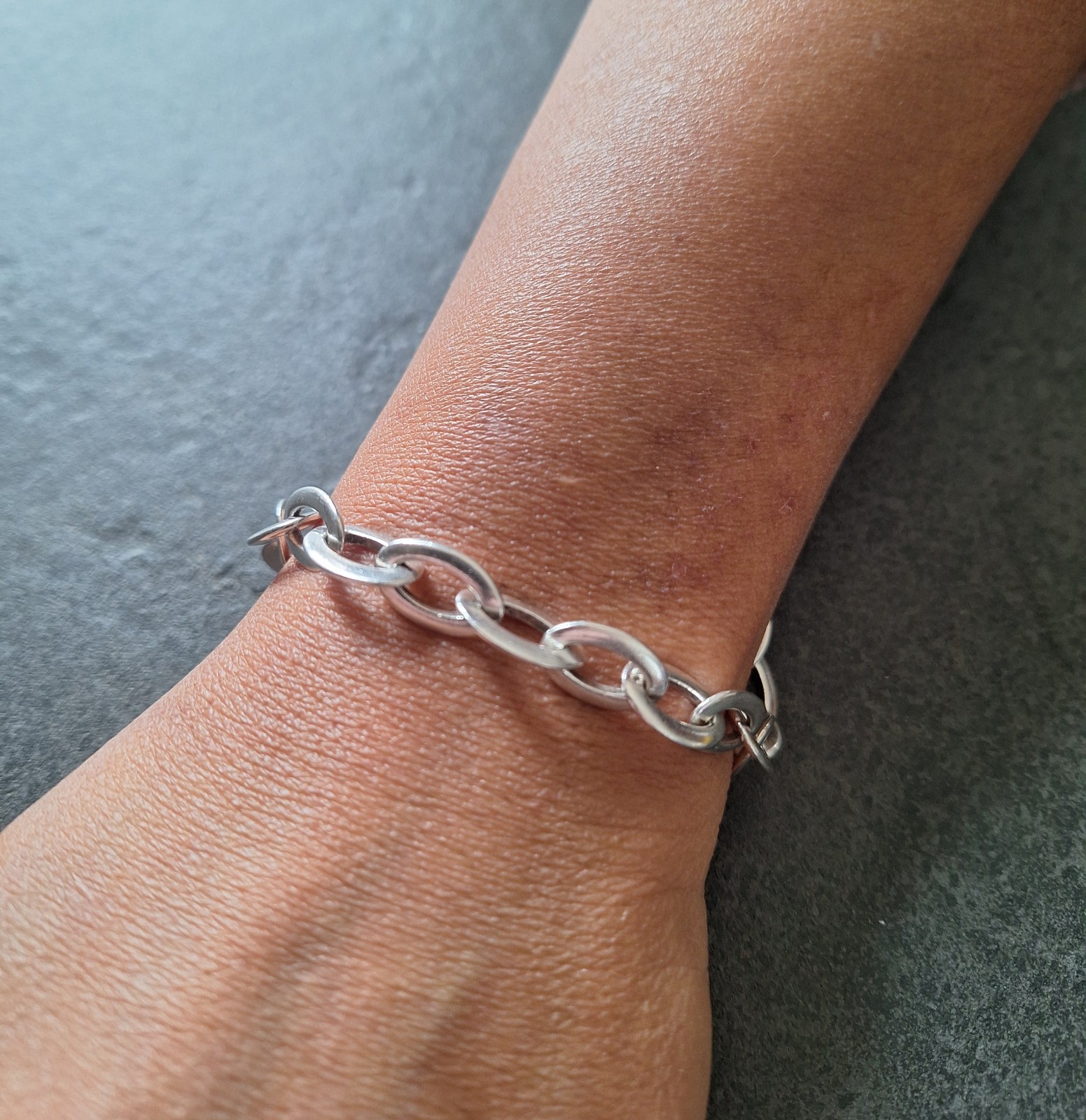 solid silver bracelet, oval mesh - image 2