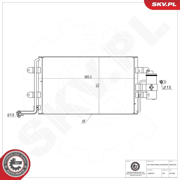 Esen Skv Kondensator, Klimaanlage 86SKV018 FüR Audi Seat Skoda Vw-image