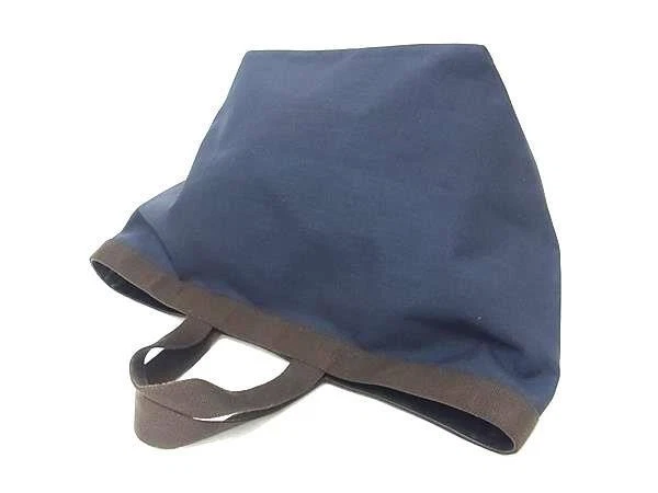 Bolso de Mano Herve Chapelier Luxe - Nailon Azul Marino/Marrón, Forma de Barco, Excelente Foto 2 de 4