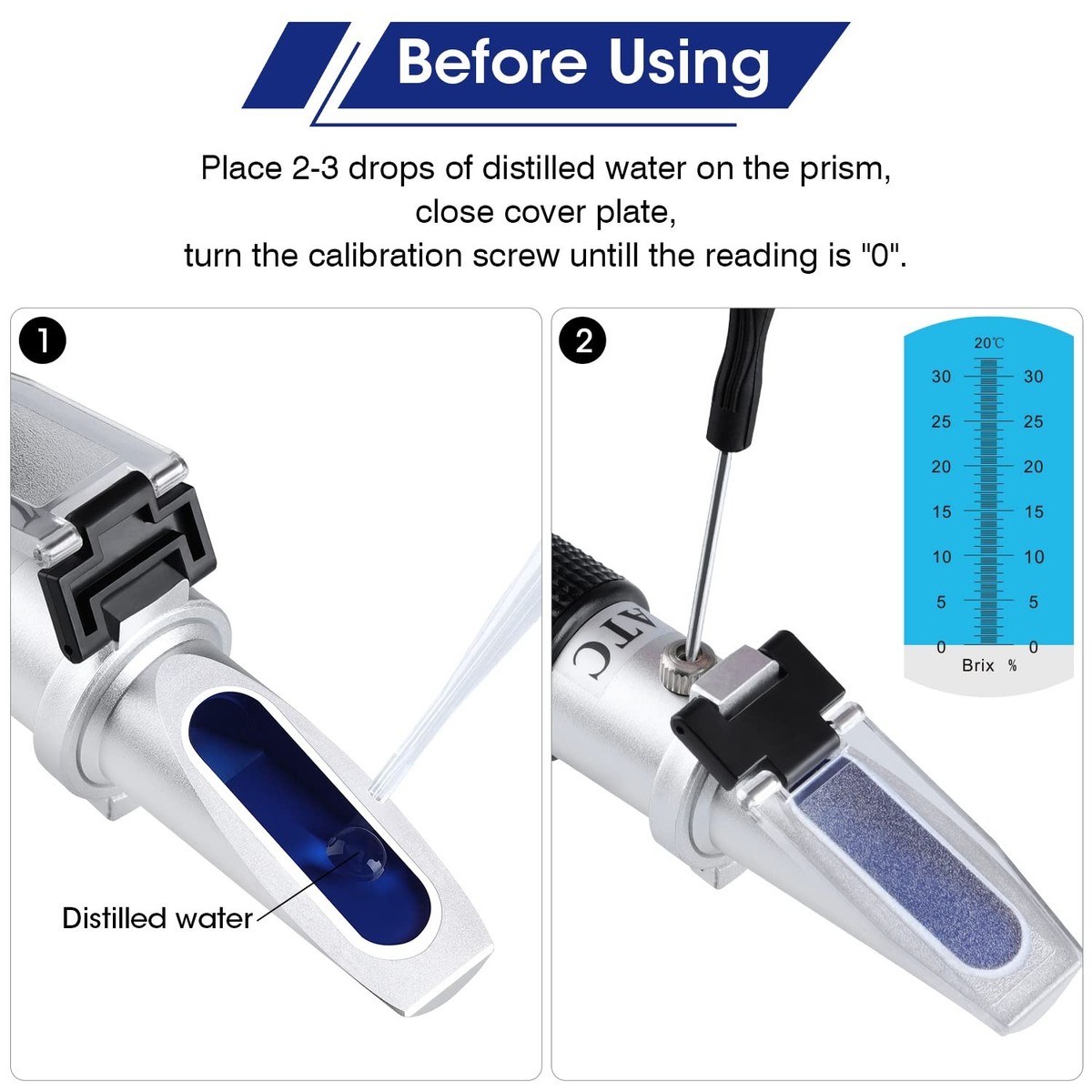 Brix Meter Refractometer 0-32% Handheld Sugar Content Tester with