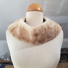Vintage 1950s Mink Tan Fur Collar Scarf Wrap Stole Pelt Costume Prop Fashion
