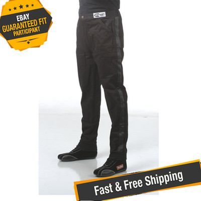 RaceQuip 112003 Black Single Layer Driving Pants; Size Medium