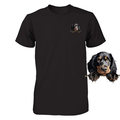 Funny Gordon Setter Dog Peeking Pocket Tshirt Cute Puppy Dog Lover Tee Gift