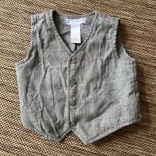 JANIE AND JACK Boys 6-12 Months Wool Blend Blazer Vest Gray Wedding