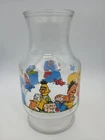 Vintage 70’s Sesame Street Anchor Hocking Glass Juice Carafe 9" Pitcher USA