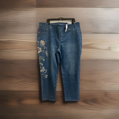 Chicos EMB Detail Jegging AK Fashion Baywalk Indigo Sz 4R US 20R