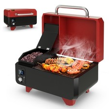 Portable Pellet Grill w/ Digital Control Wood Pellet Smoker Red