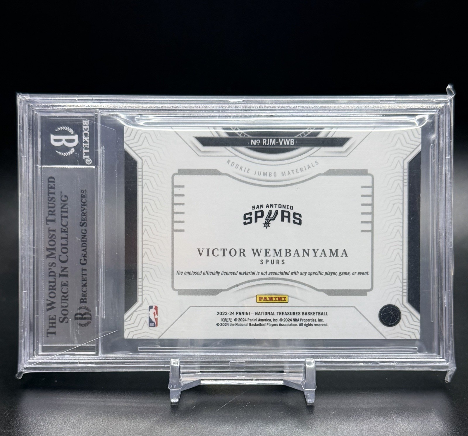 2023-24 NATIONAL TREASURES ROOKIE Wemby  #7 VICTOR WEMBANYAMA BGS 8.5 #25/25 view 2