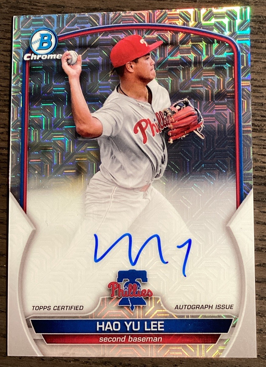 2023 Bowman Chrome Baseball Hao Yu Lee Mojo Refractor Auto #BMA-HL Phillies