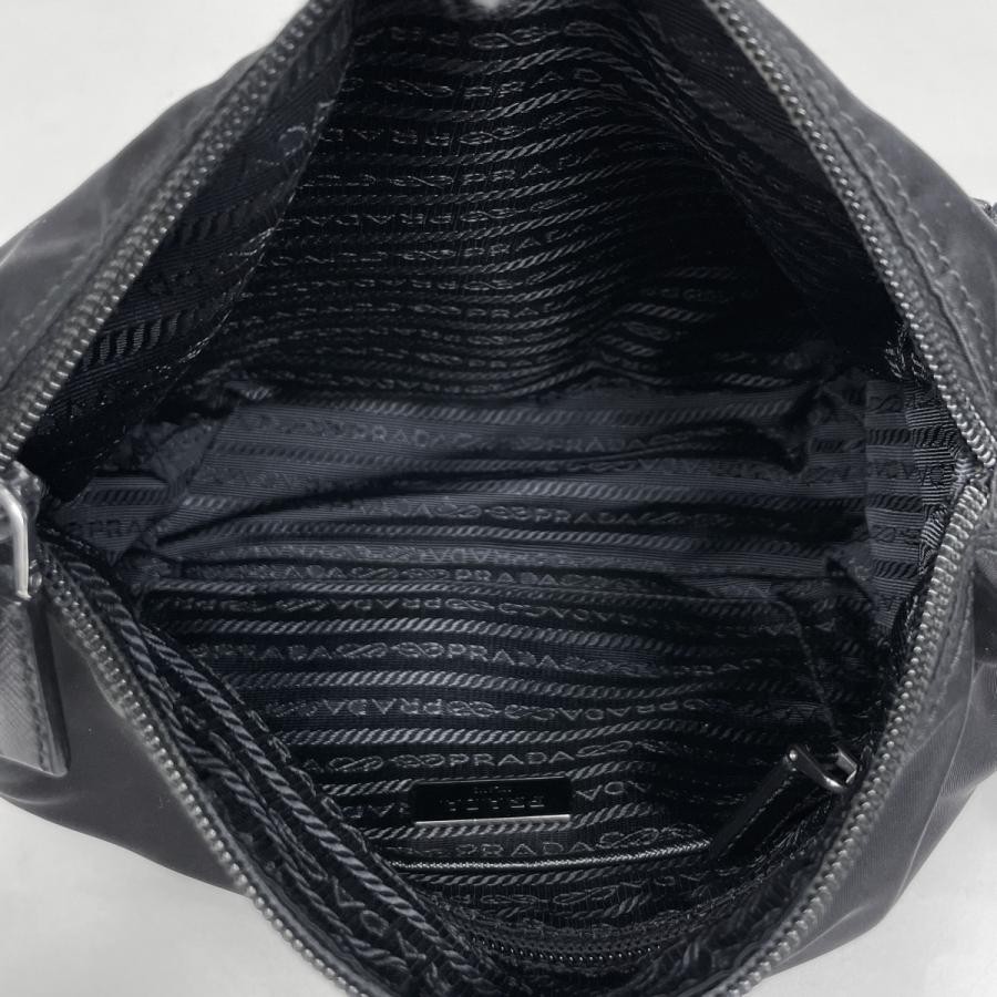 PRADA Plate Shoulder Bag Nylon Black 24cm x 21cm #BS1851 thumbnail 6