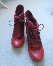Hush Puppies Womens Vivianna Red Victorian Steampunk Style Boots Size 7