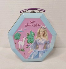 Barbie Lago de los Cisnes 2003 Mattel Cartera con Cierre Fiambrera de Metal Azul y Rosa