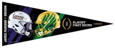 2025 Playoff 1st Round CFP Oregon Ducks James Madison Dukes Game 12x30 Pennant