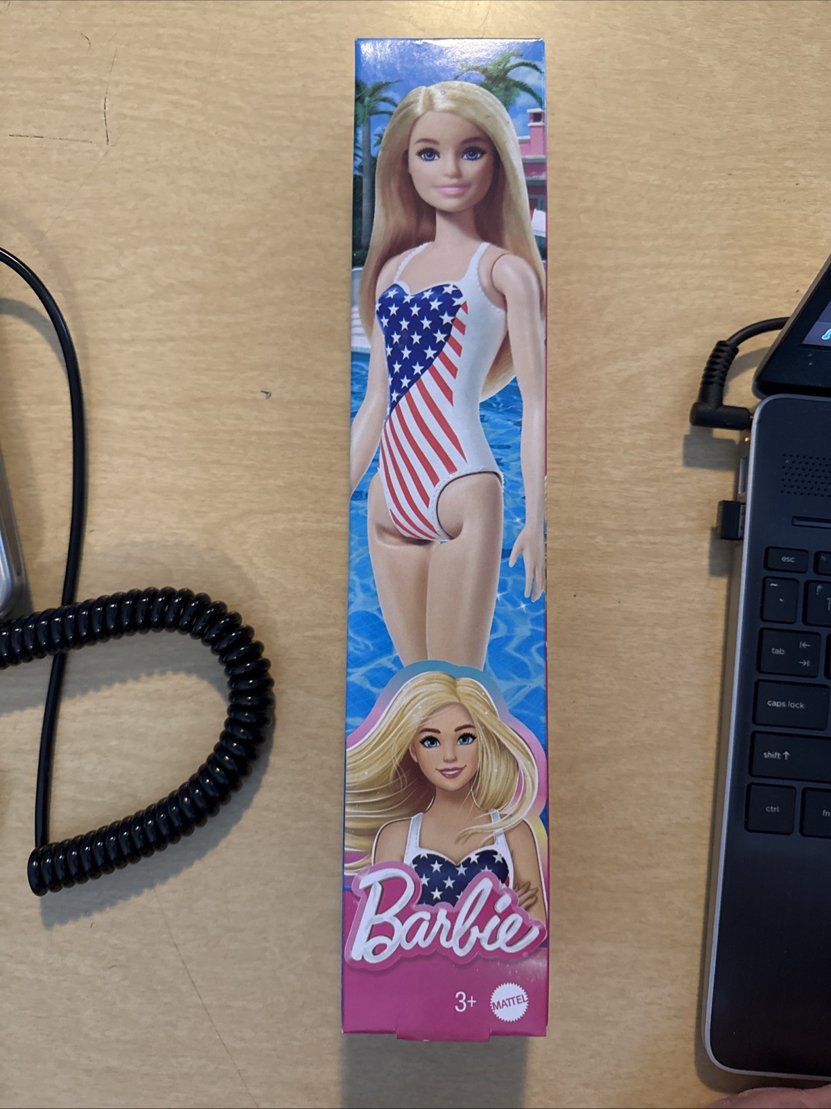 Barbie Doll Wearing American Flag Swimsuit, Barbie Pool and Beach Toys, Blonde