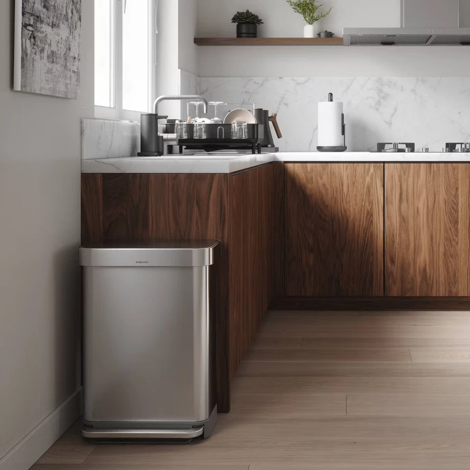 simplehuman Trash Can Brushed 55L Kitchen Step Fingerprint-Resistant - Image 2 of 4