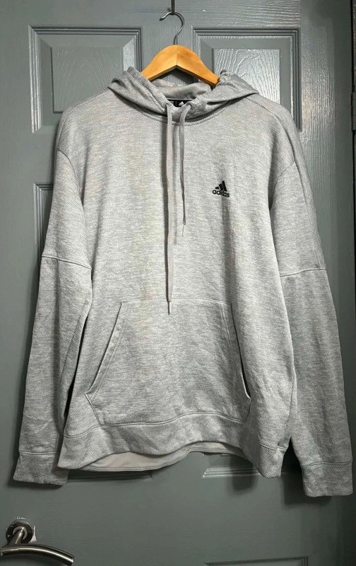 Adidas grey textured Climalite pullover hoodie size L