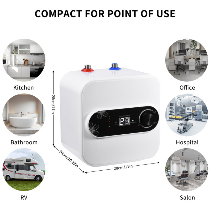 220V Electric Hot Water Storage Tank 10L Water Heater Boiler Kitchen Under Sink