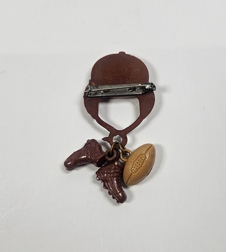 Vintage 1940's Plastic Football Pin with Helmet Football & Cleats Charms - Picture 5 of 9